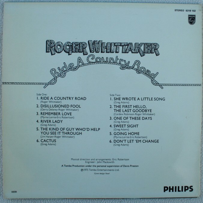 Vinyl skiva - Roger Whittaker - Ride a country road